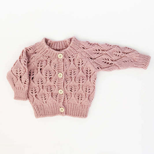 Leaf Lace Hand Knit Cardigan Sweater Rosy Baby & Toddler