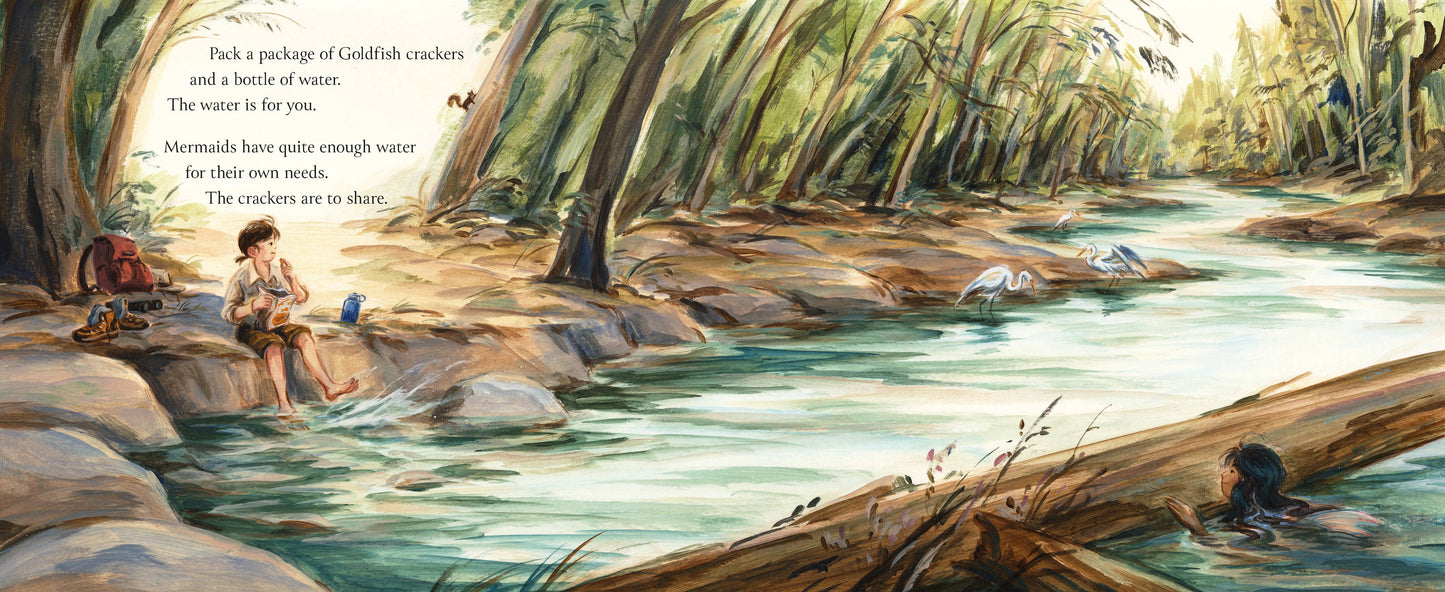 Illustration of a river scene with people and nature elements