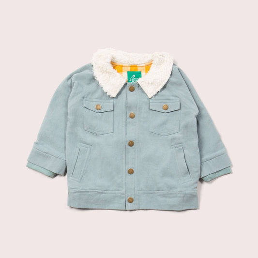 Blue Sherpa Collar Twill Adventure Jacket