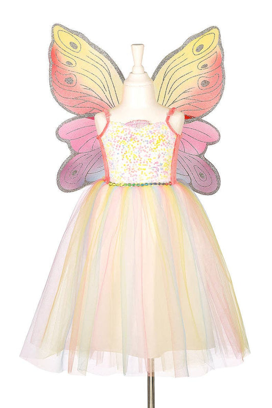 Pastel-colored fairy costume with wings on a mannequin against a white background
