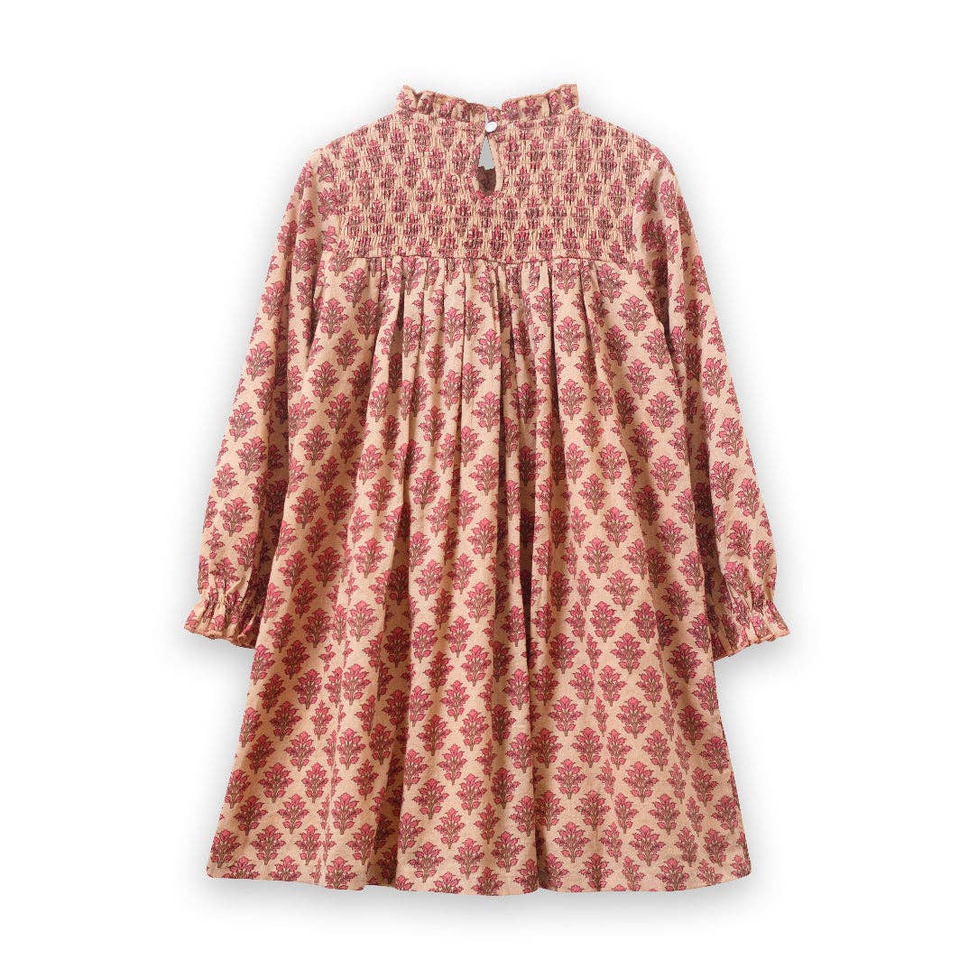 Smocked Long Sleeves Dress | Vintage Pink