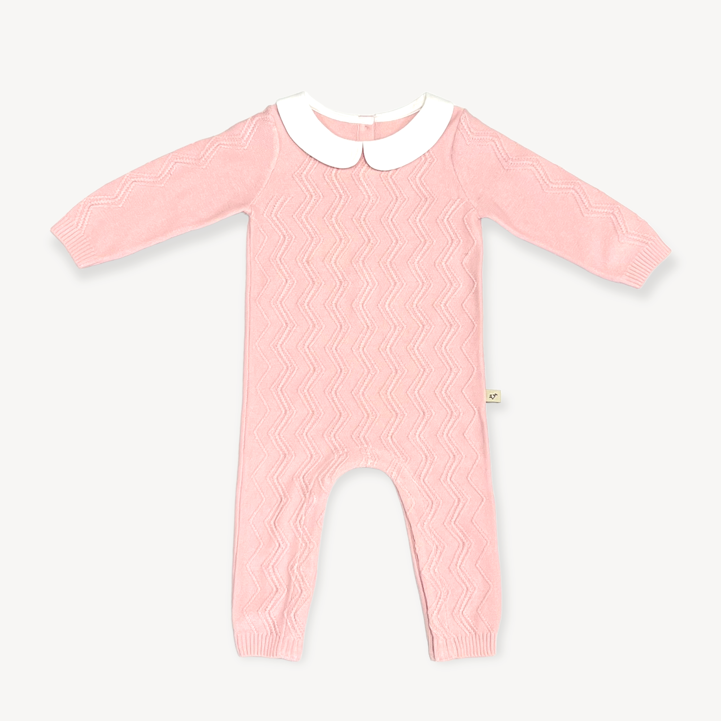 Milan Knit Peter Pan Chevron Baby Jumpsuit (Organic)