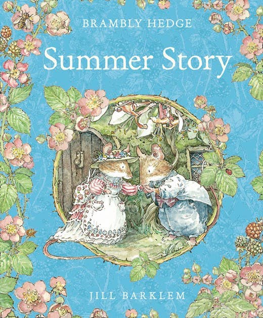 Book cover of 'Summer Story' from Brambly Hedge series by Jill Barklem with colorful illustrations and text.