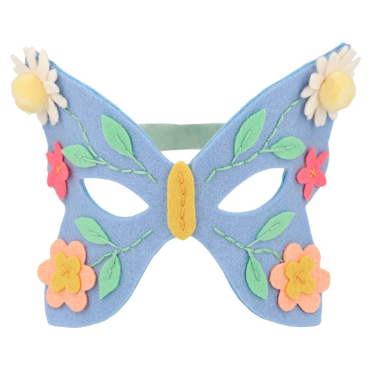 Children's mask with floral design on a white background