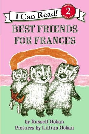 Book cover of 'Best Friends for Frances' with illustrations of badgers and a pink background.