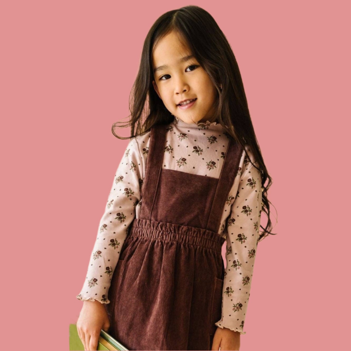 Organic Corduroy Pinafore Dress - Plum