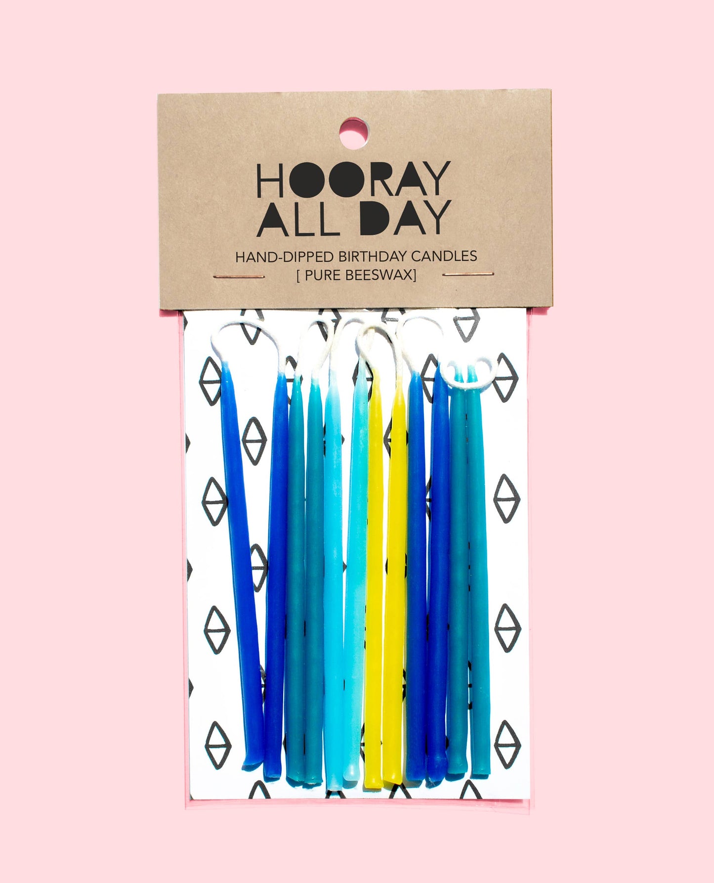 100% Beeswax Hand-Dipped Birthday Candles - Blues