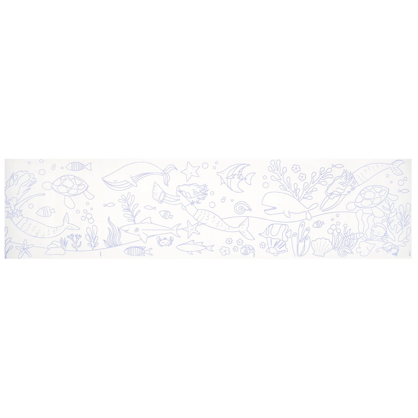 Decorative coloring roll sheet with underwater scene design on a white background