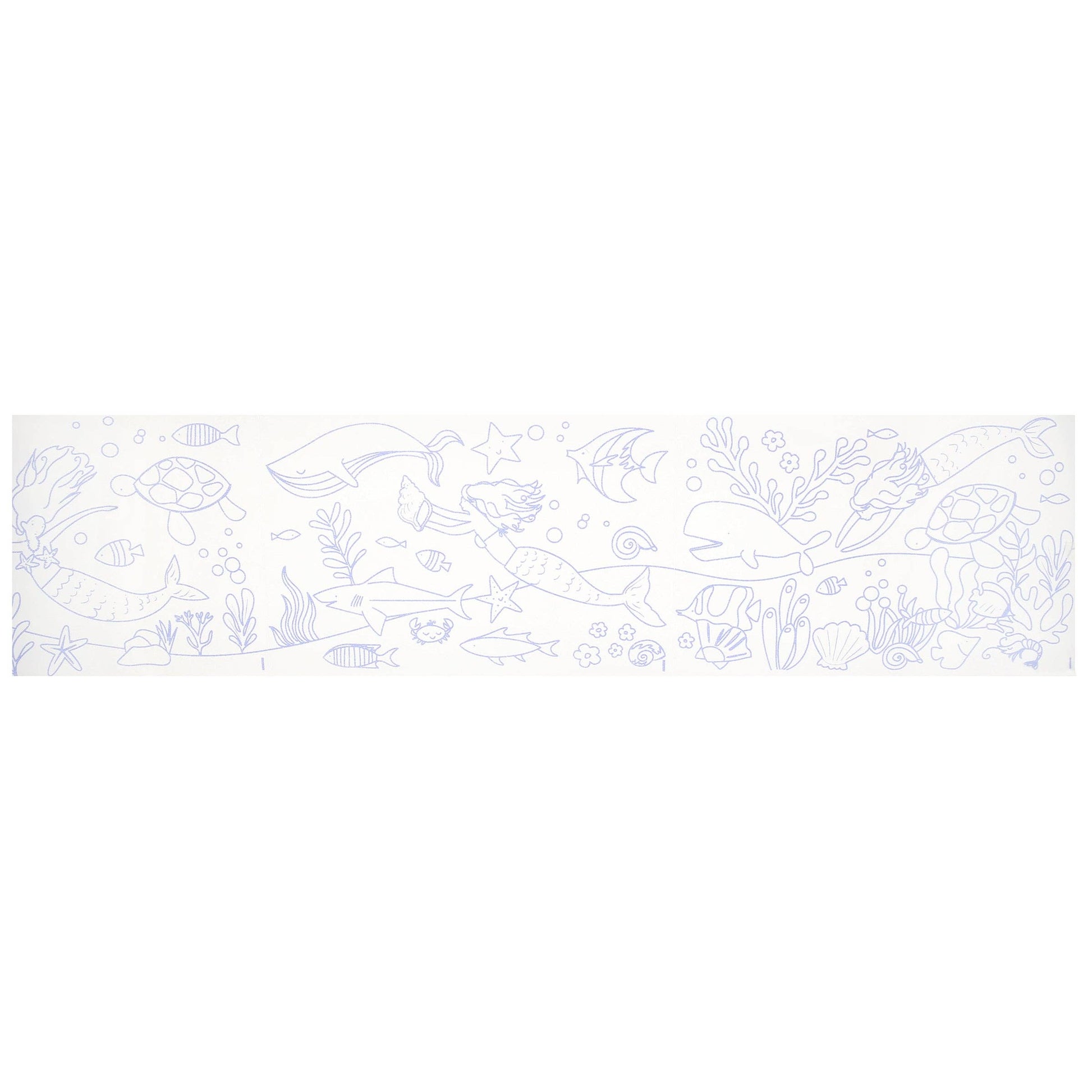 Decorative coloring roll sheet with underwater scene design on a white background