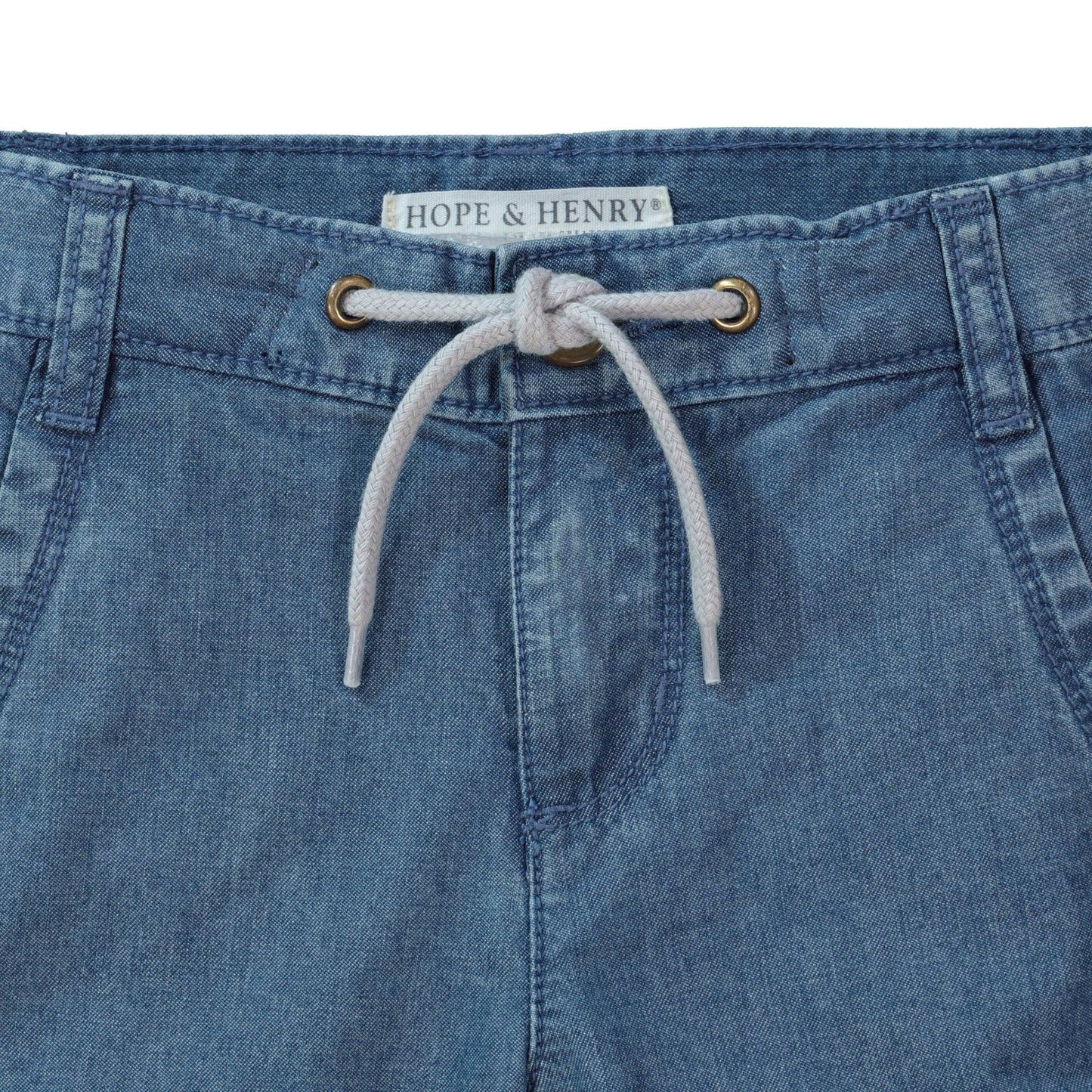 Chambray Rolled Cuff Pant With Drawstring