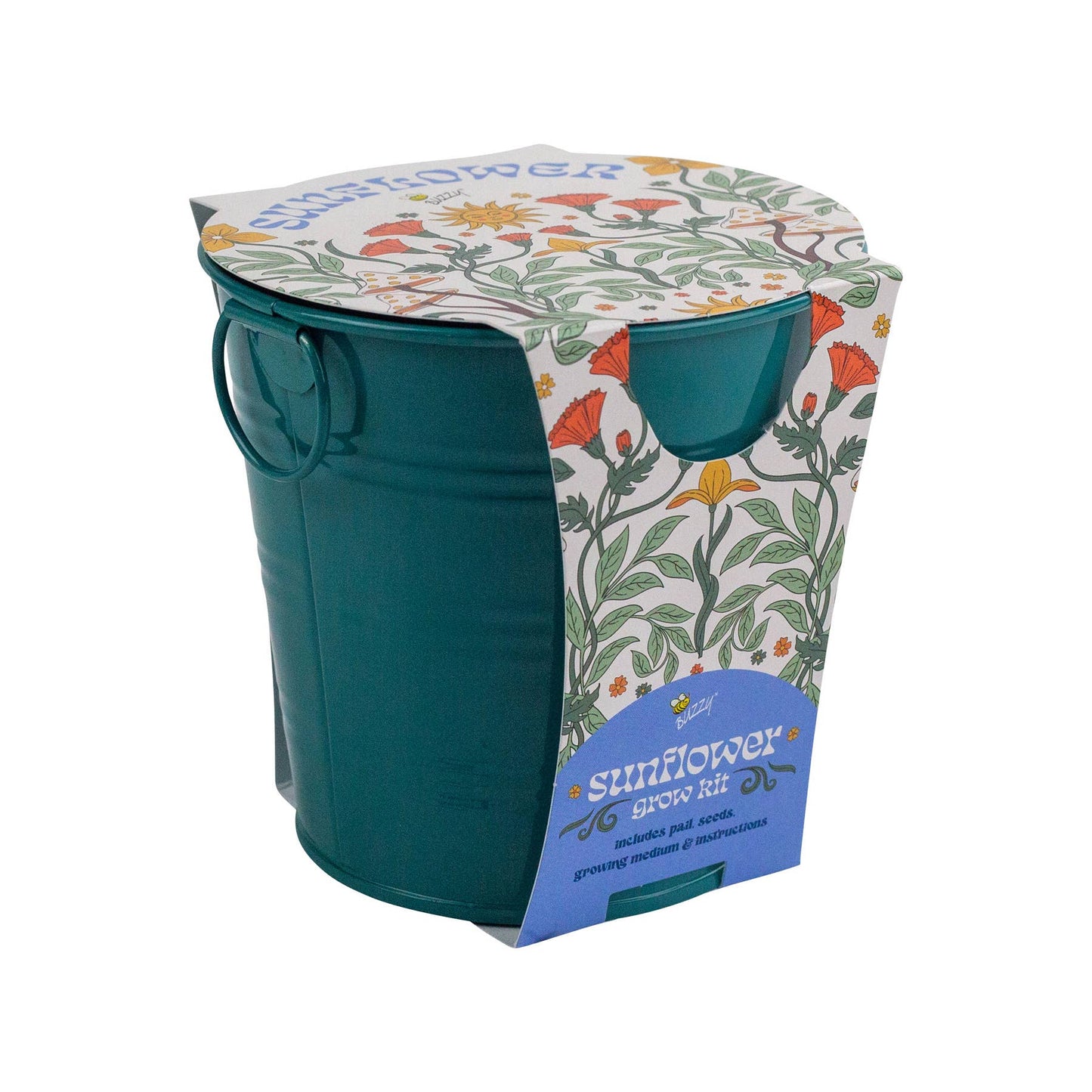 Painted Flower Grow Pail – Sunflower Indoor Garden Gift