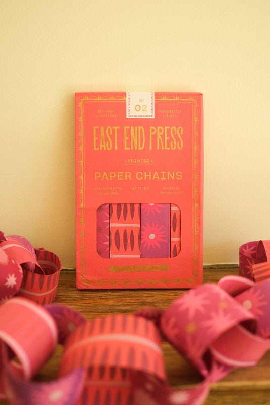 East End Press Pink & Red Paper Chain Kit in its printed packaging.