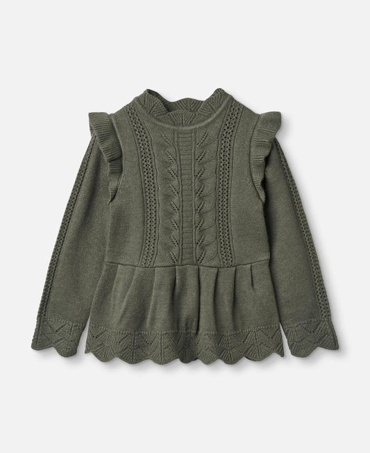 ALILLY PEPLUM PULLOVER - BEETLE