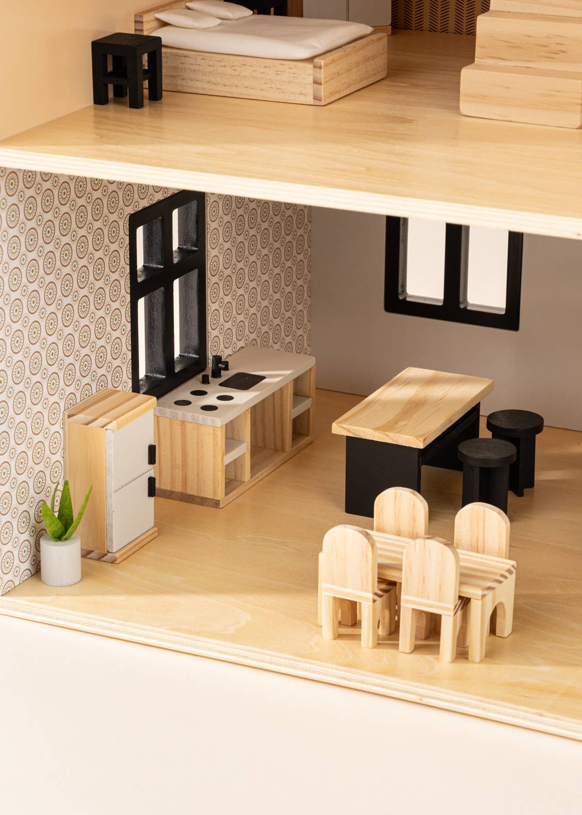 Wooden Doll House Kitchen Furniture & Accessories (12 pcs)