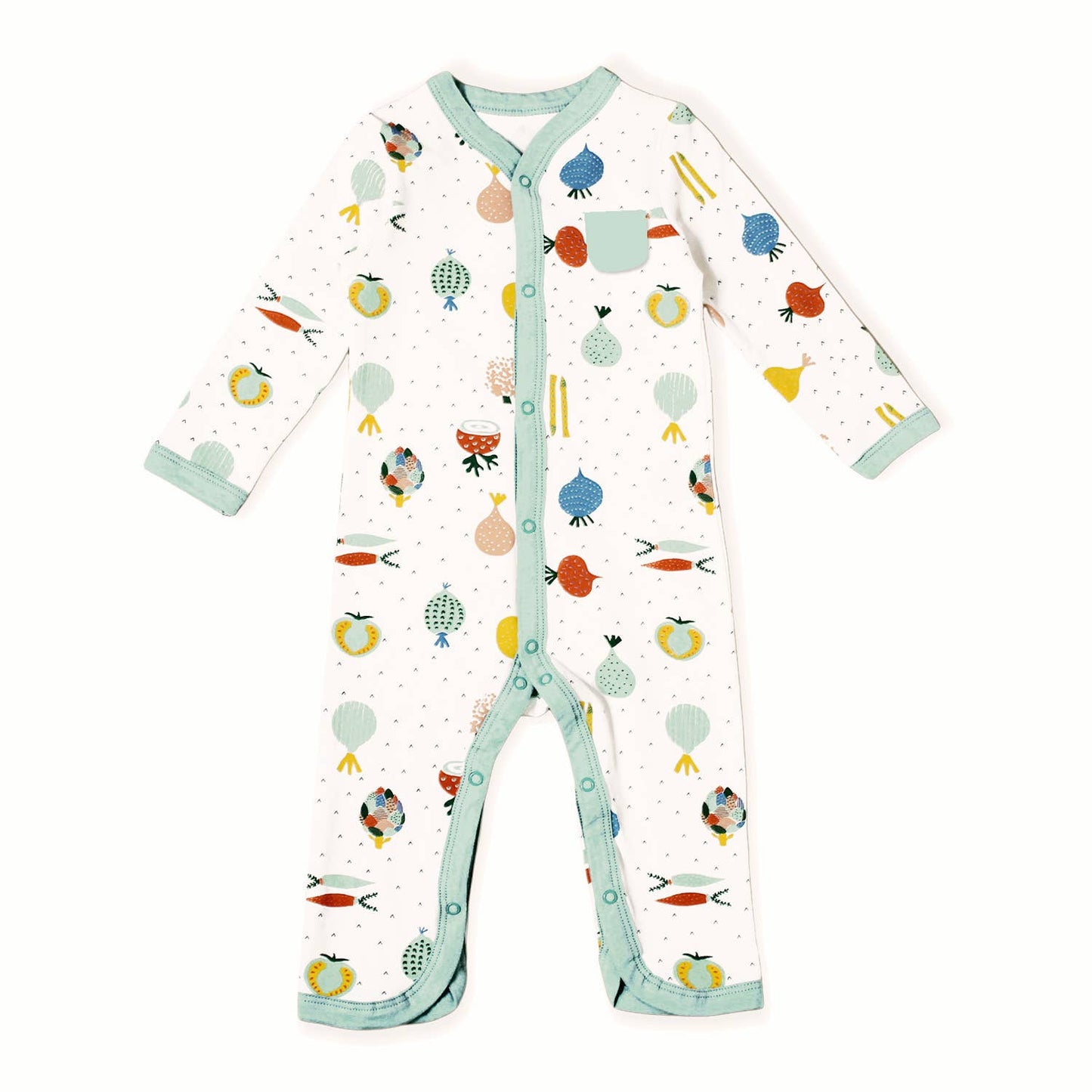 Veggie Salad Button Baby Jumpsuit Romper (Organic Cotton)