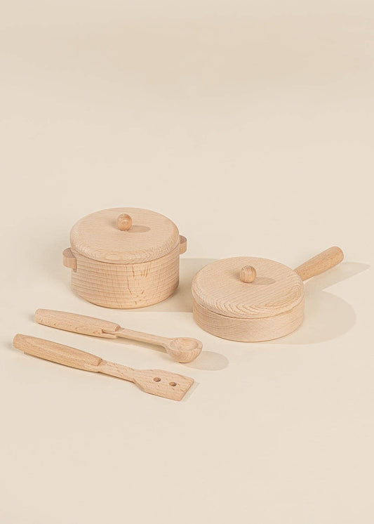 Wooden Pots and Pans Playset (6 Pcs)