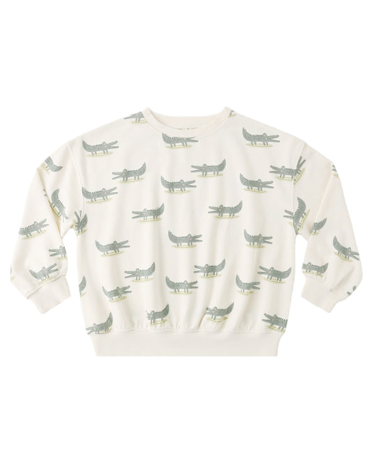 Sweatshirt with alligator pattern on a white background