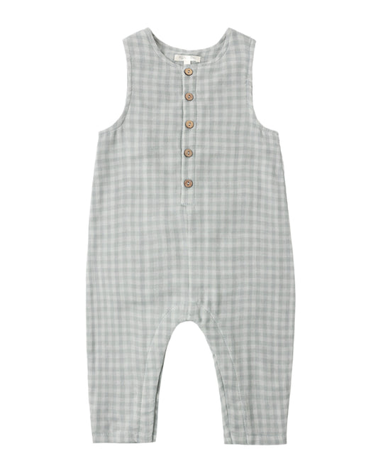 Button Jumpsuit Green Gingham