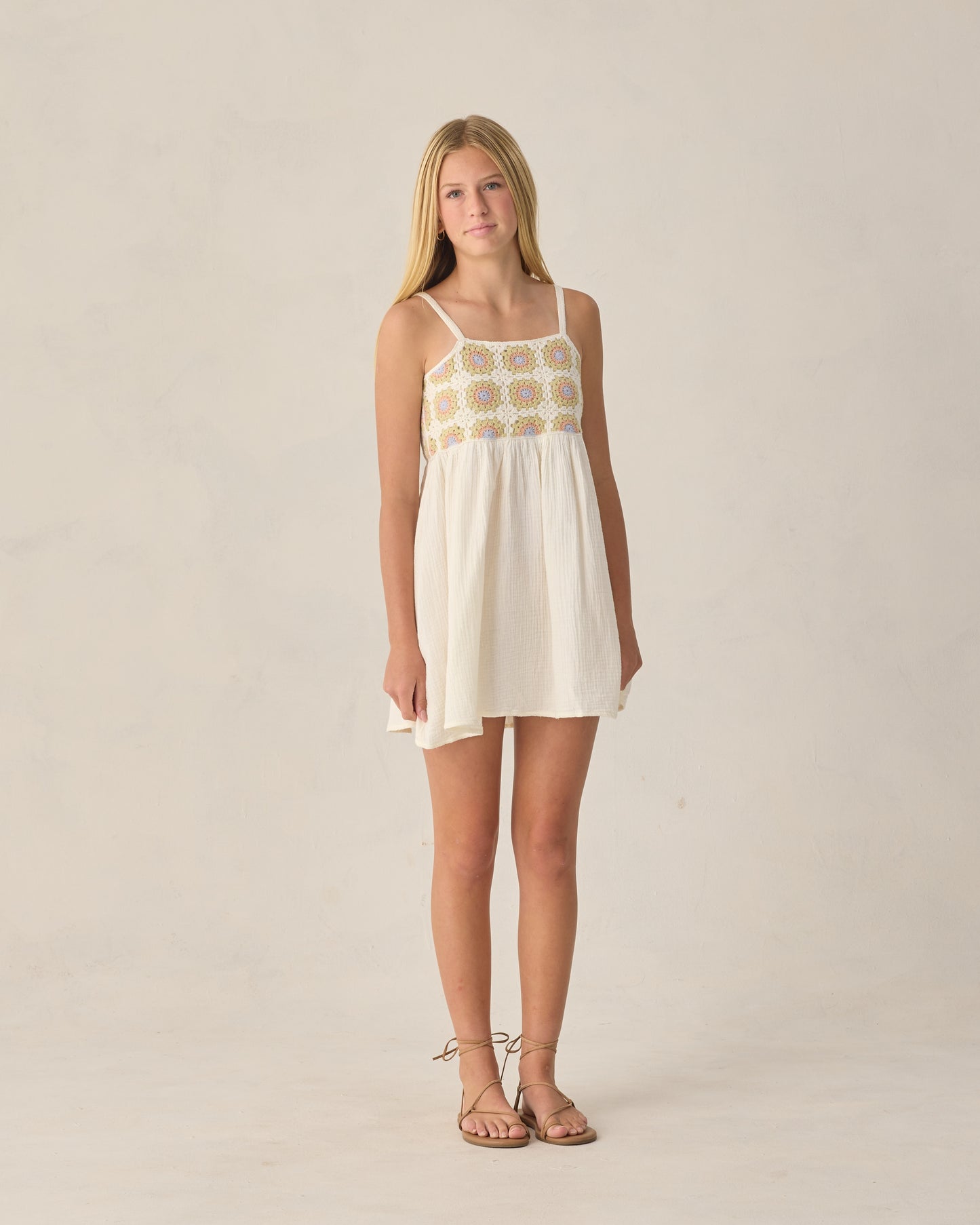 Teen Crochet Sundress - Citron Daisy Check