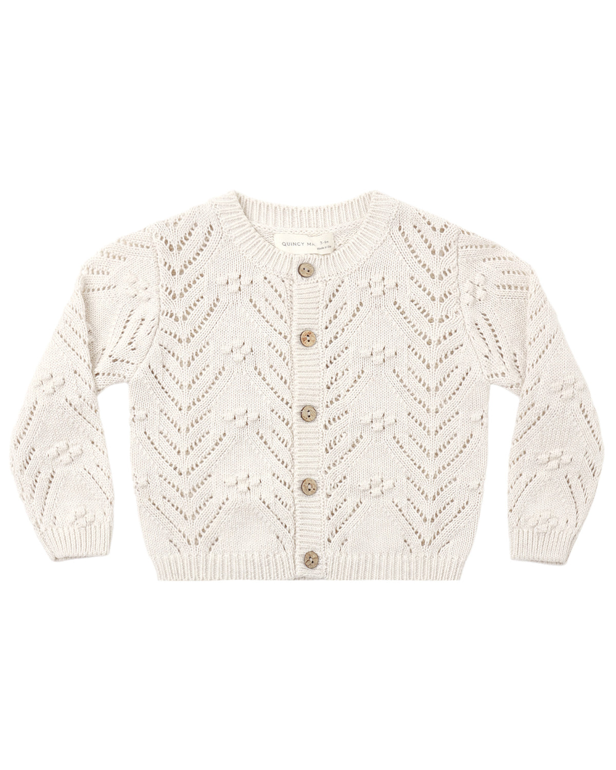 Knitted baby & toddler sweater in ivory color with buttons down the front