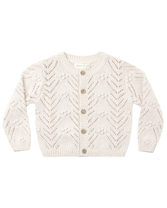 Knitted baby & toddler sweater in ivory color with buttons down the front