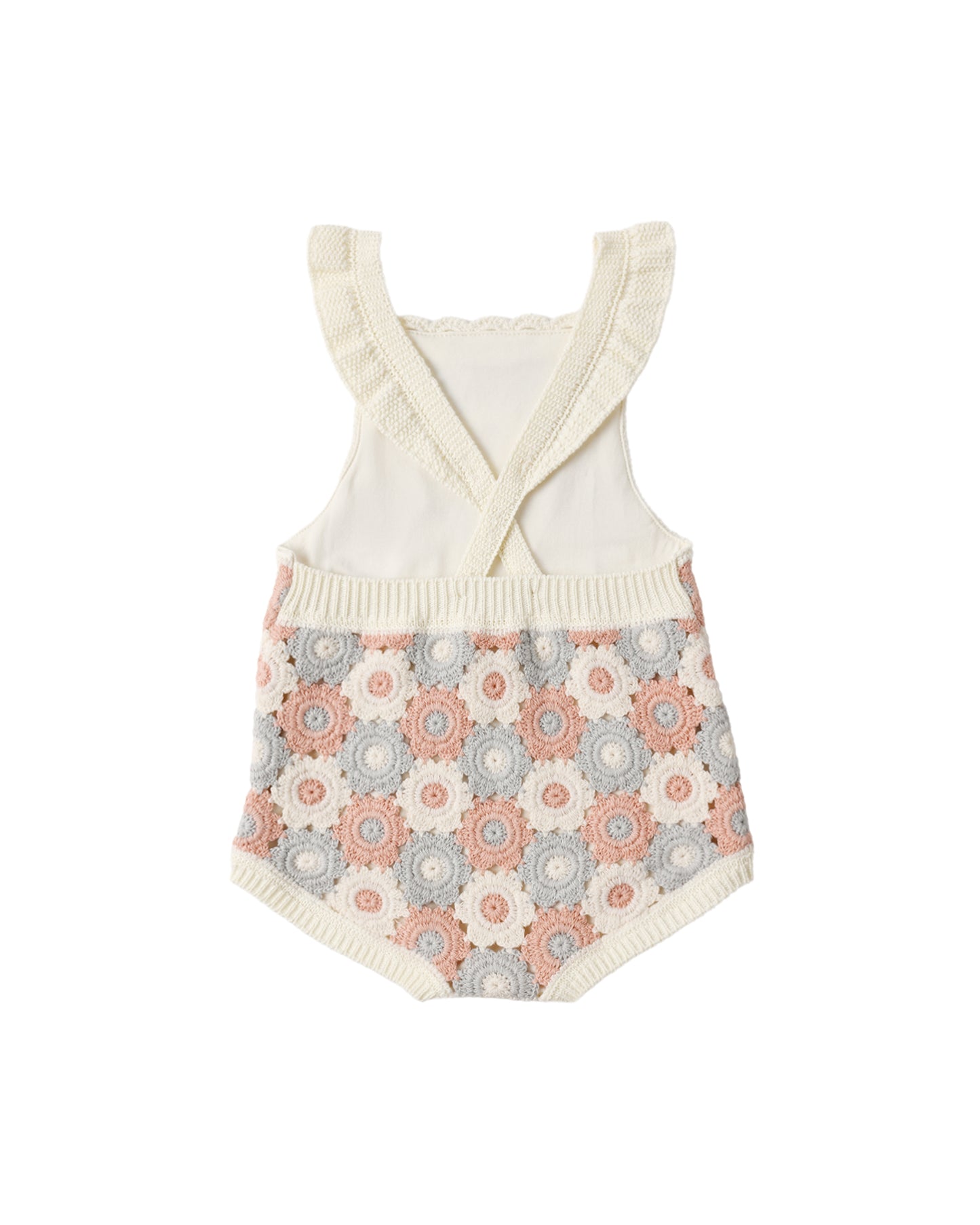Baby romper with floral pattern on a white background