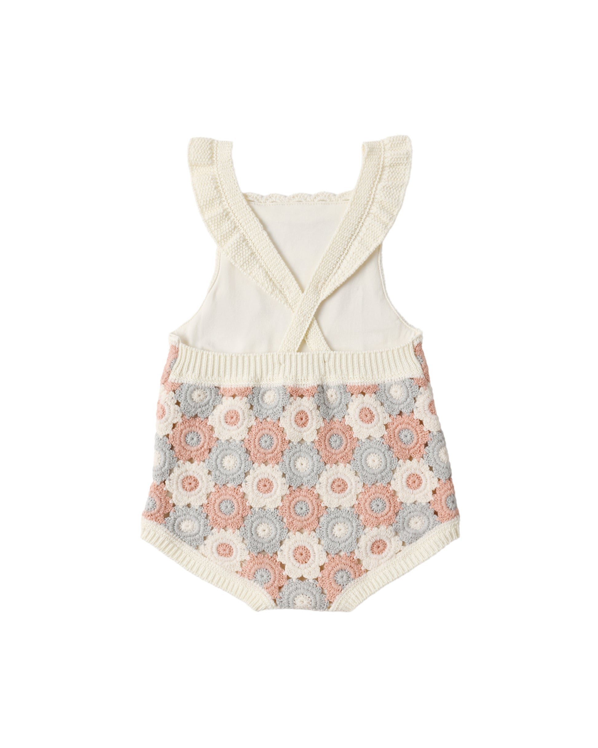 Baby romper with floral pattern on a white background
