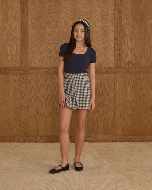 Scallop Tee - Navy Teen