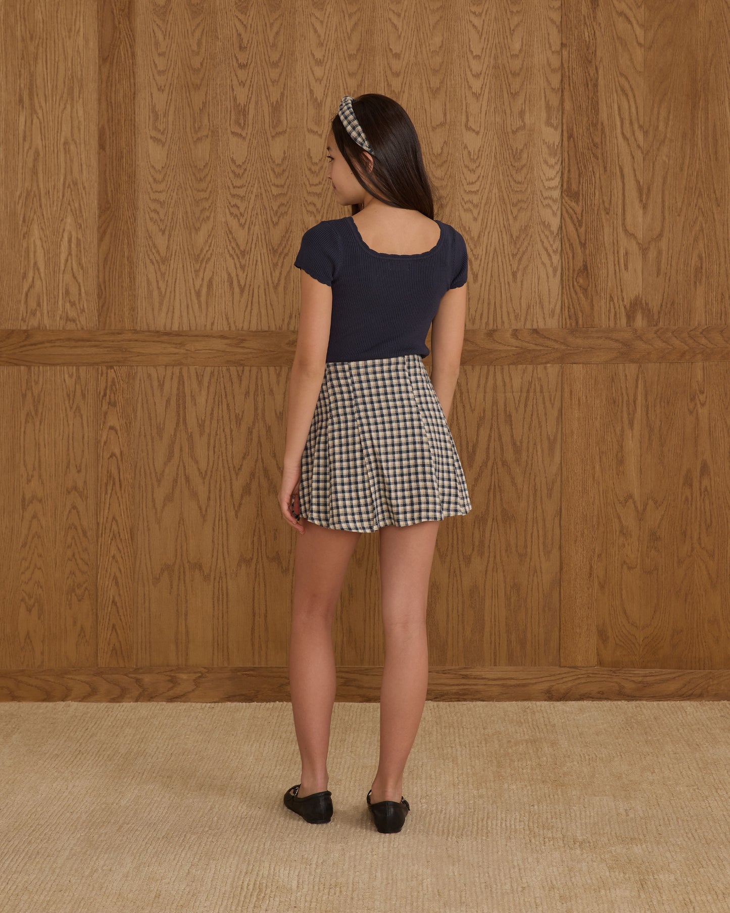 Scallop Tee - Navy Teen