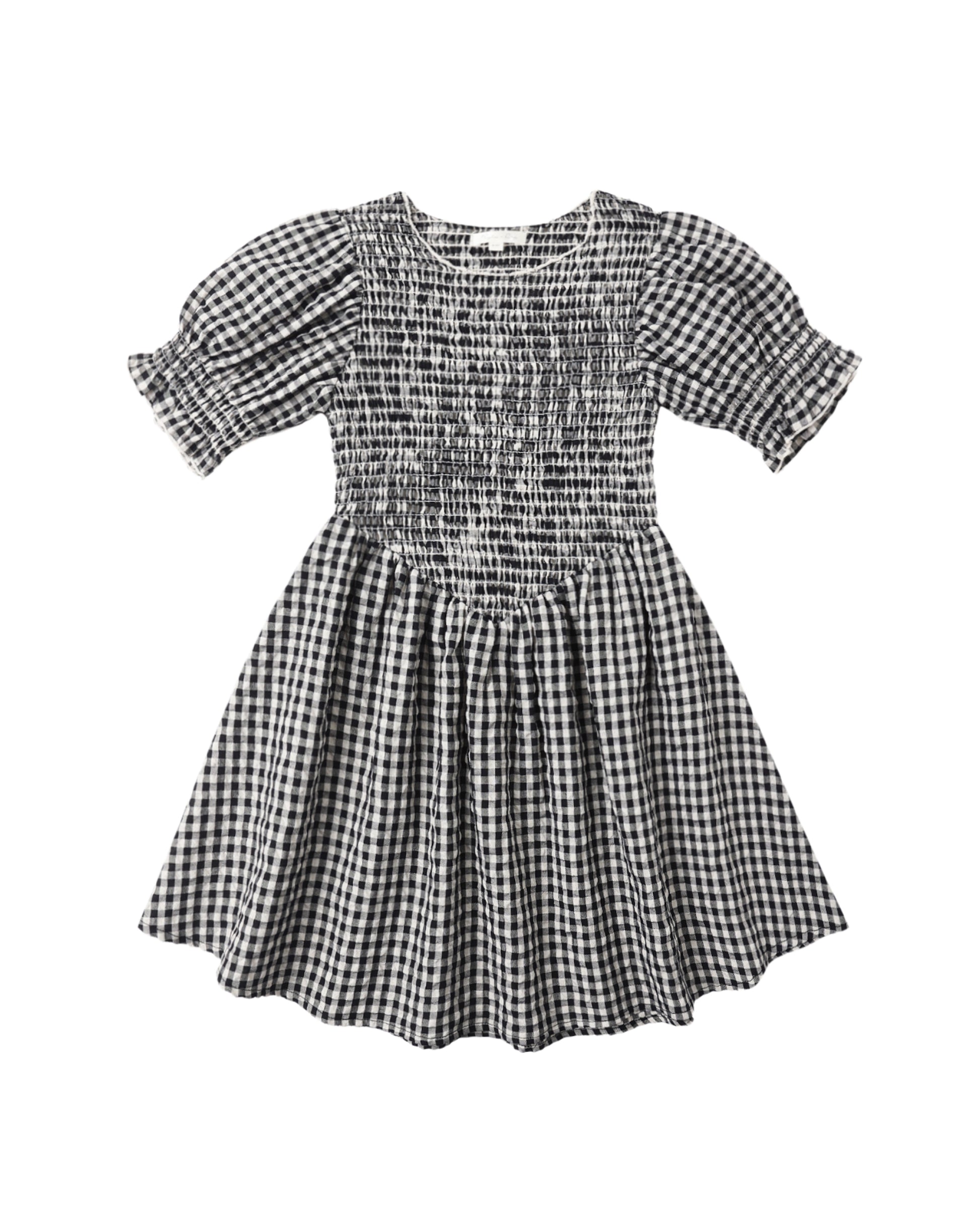 Black and white checkered dress on a white background