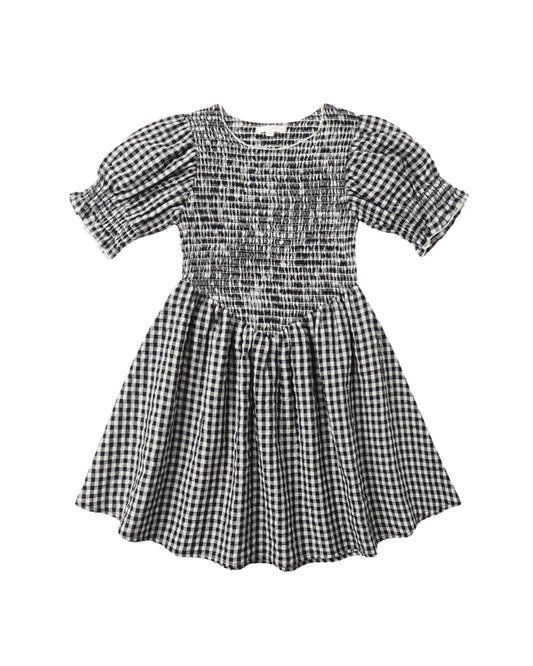 Black and white checkered dress on a white background