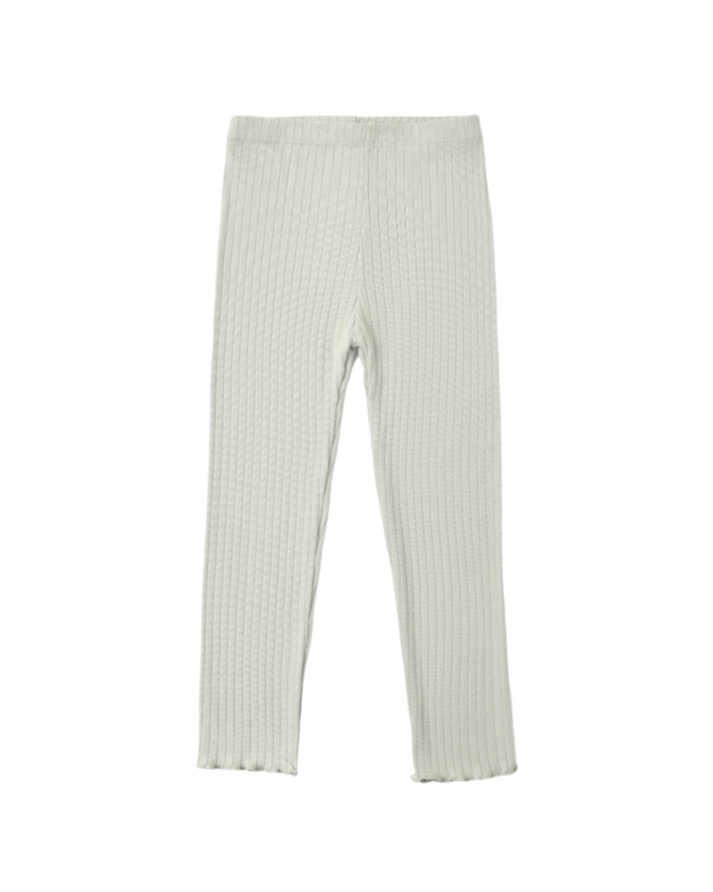 Sage ribbed baby leggings on a white background